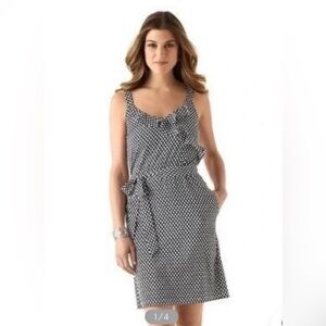 White House Black Market Polka Dot Sleeveless Black & White Dress M